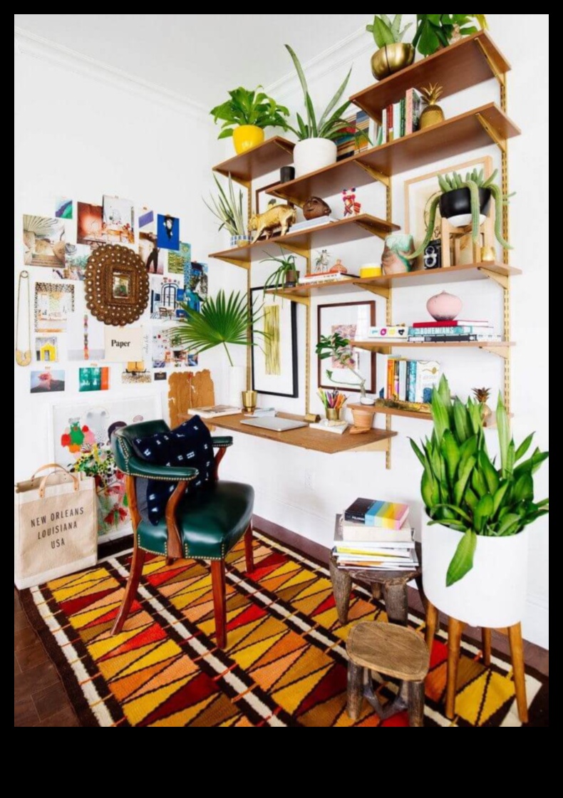 Yaratıcı bir çalışma alanı yaratmak için Boho Ofis Dekorasyon Fikirleri nelerdir?